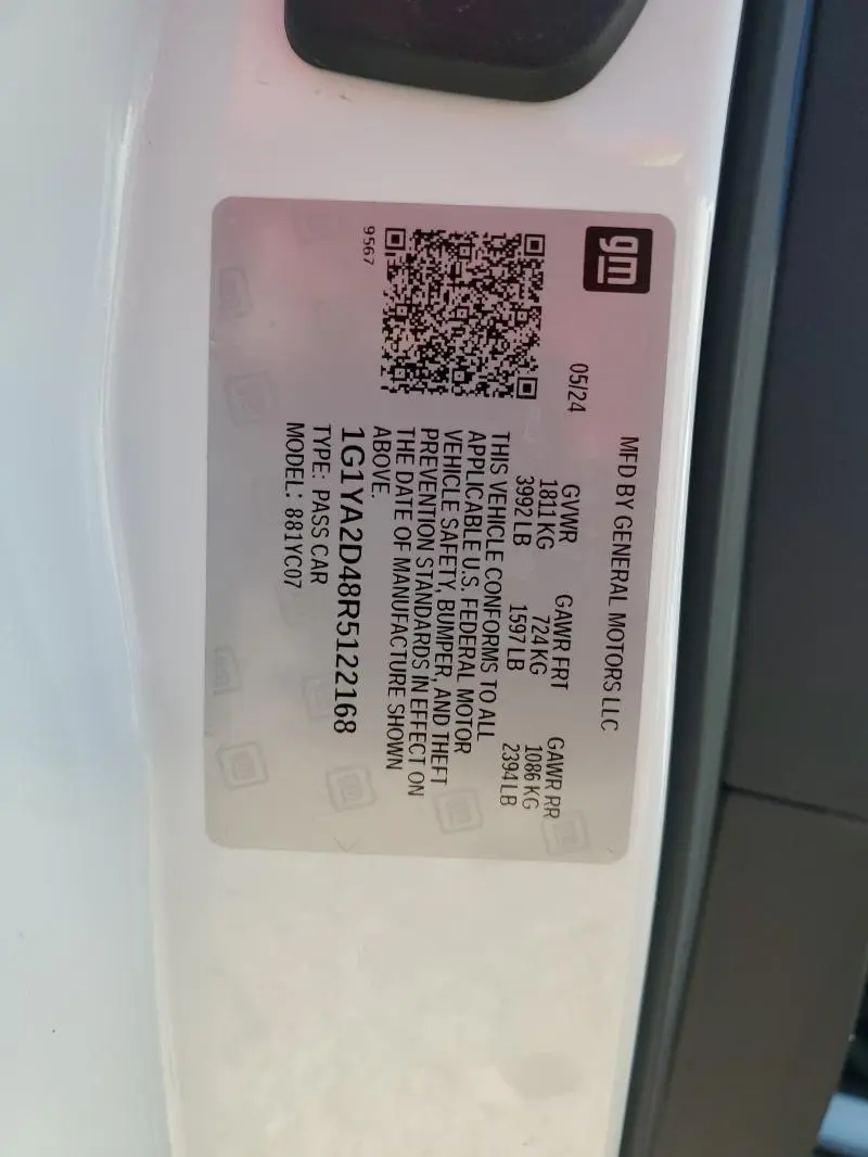 2024 CHEVROLET CORVETTE STINGRAY 1LT  