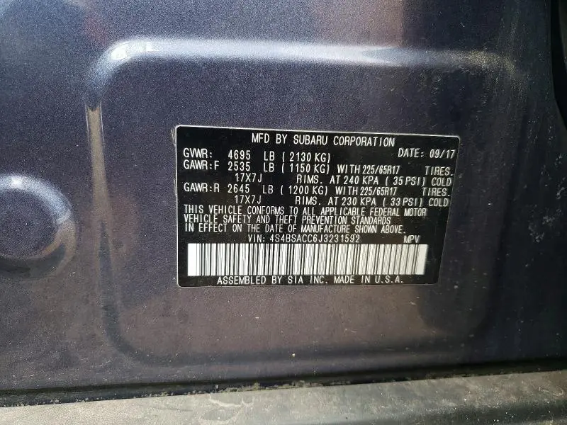 2018 SUBARU OUTBACK 2.5I PREMIUM  