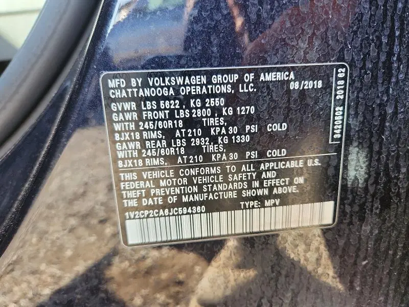 2018 VOLKSWAGEN ATLAS SE  