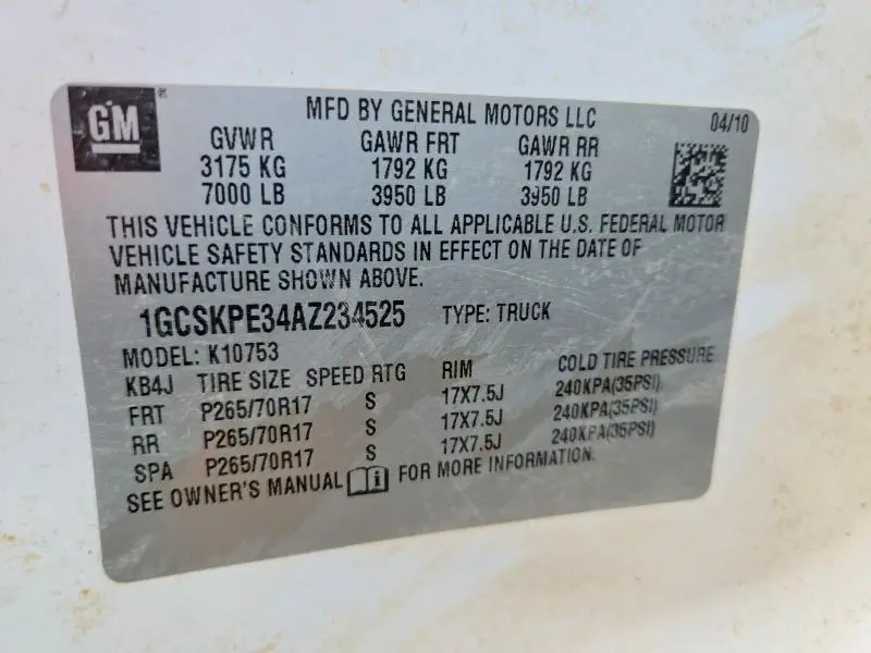 2010 CHEVROLET SILVERADO K1500  