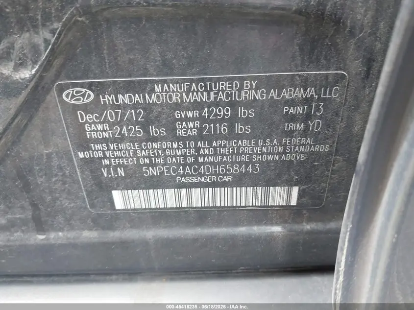 2013 HYUNDAI SONATA LIMITED