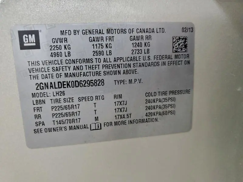 2013 CHEVROLET EQUINOX LT  