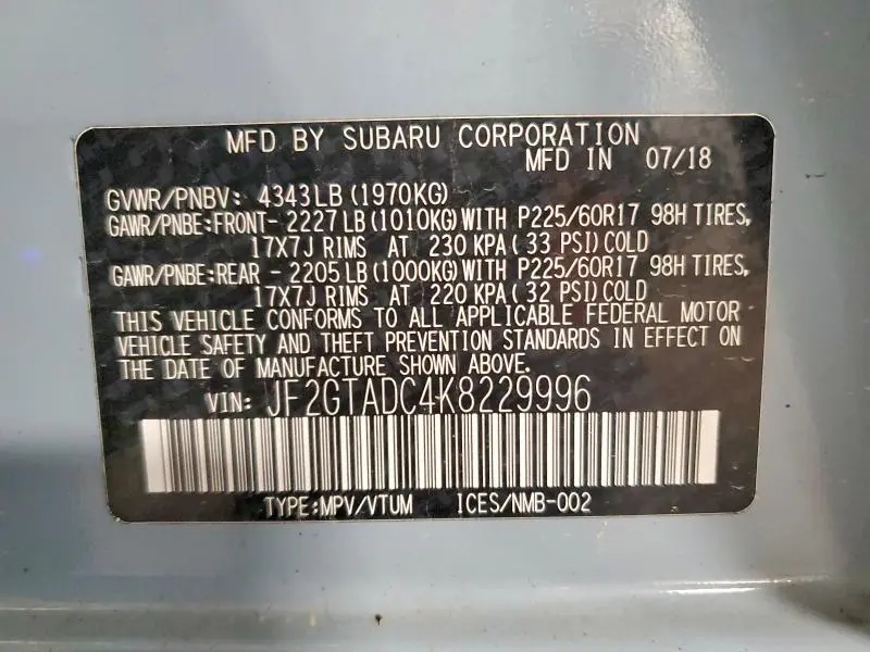 2019 SUBARU CROSSTREK PREMIUM  