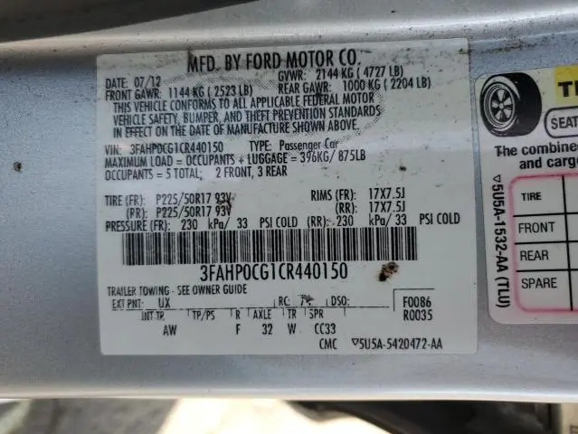 2012 FORD FUSION SEL  