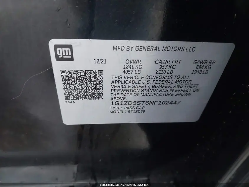 2022 CHEVROLET MALIBU FWD LT