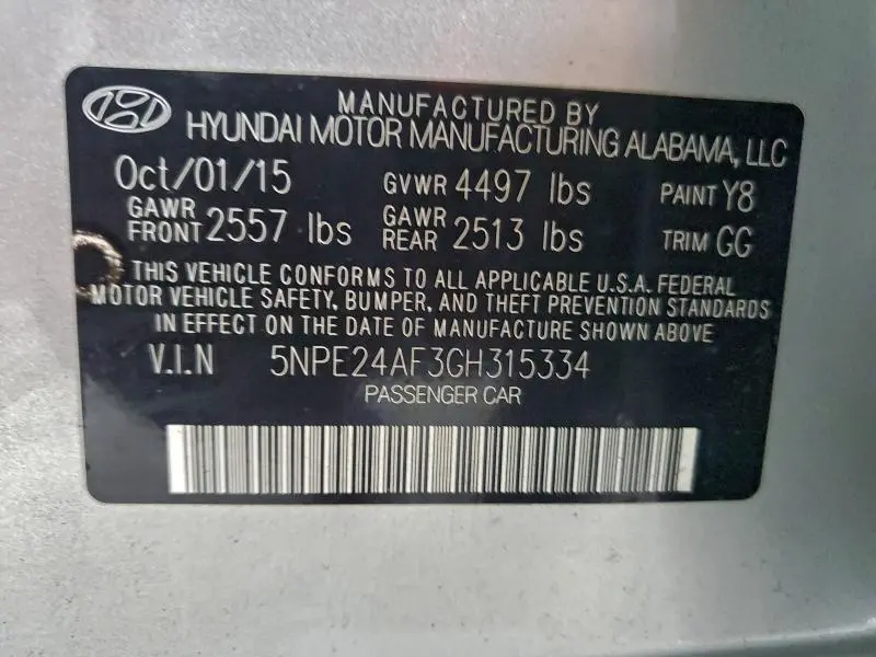 2016 HYUNDAI SONATA SE  