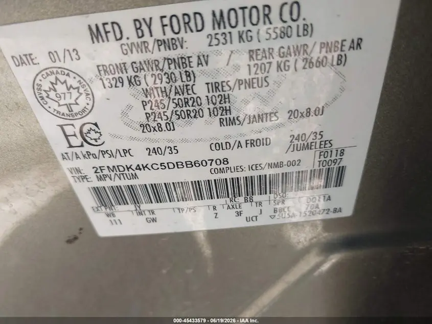 2013 FORD EDGE LIMITED