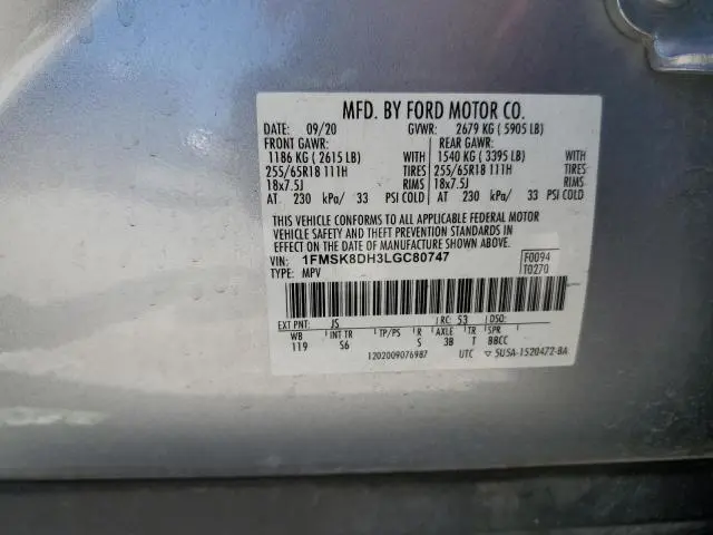 2020 FORD EXPLORER XLT  