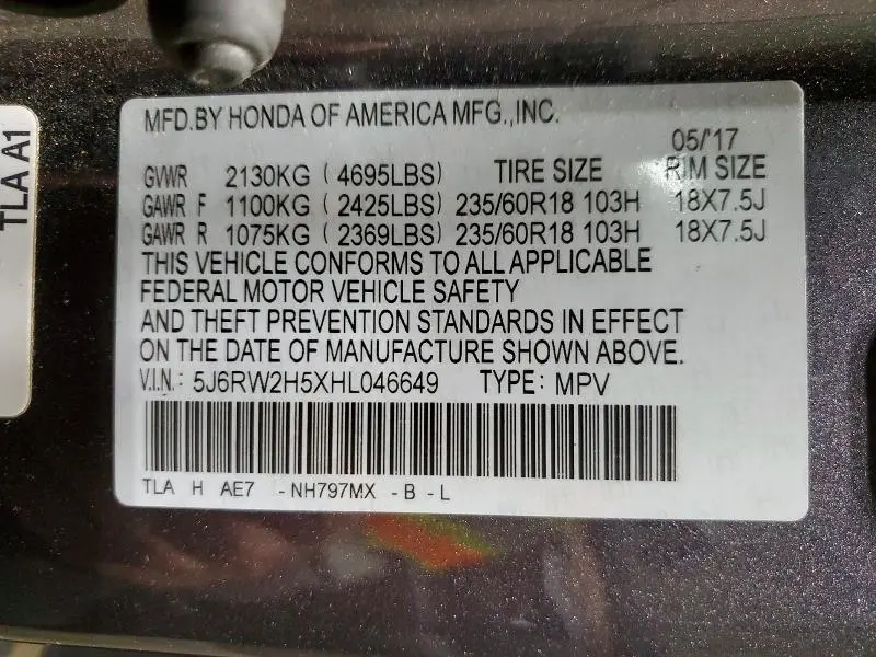 2017 HONDA CR-V EX  