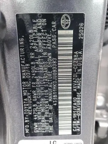 2018 TOYOTA CAMRY L