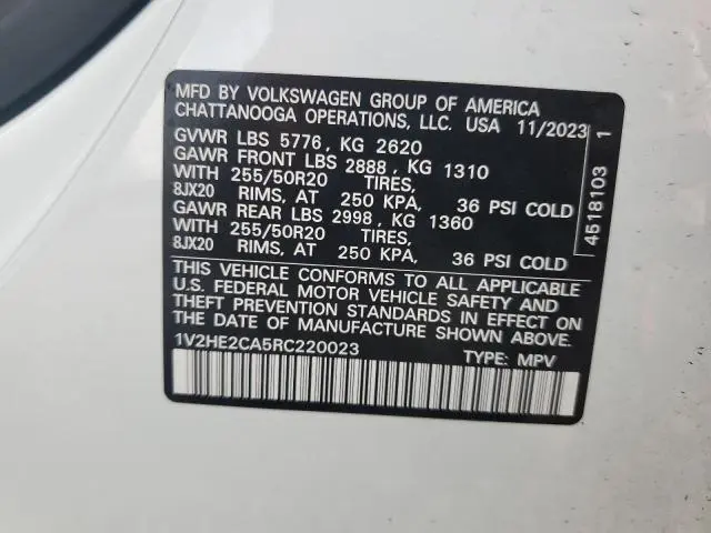 2024 VOLKSWAGEN ATLAS CROSS SPORT SE  
