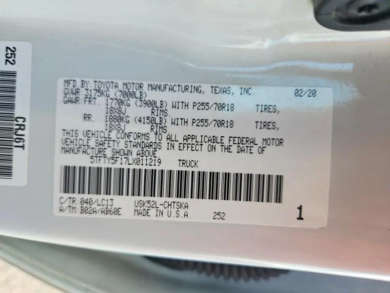 2020 TOYOTA TUNDRA SR  