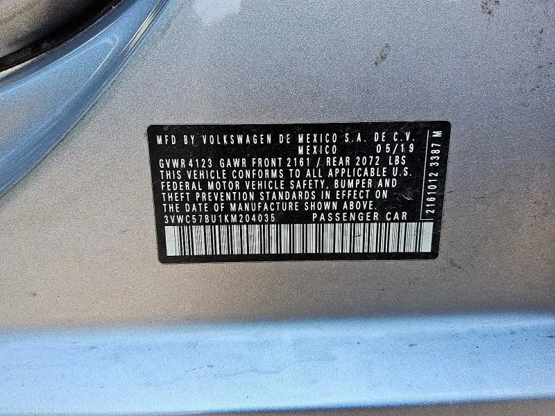 2019 VOLKSWAGEN JETTA S  
