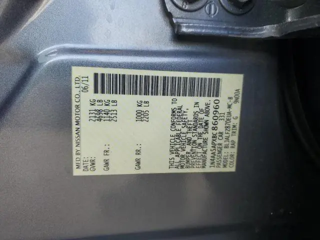 2011 NISSAN MAXIMA S  