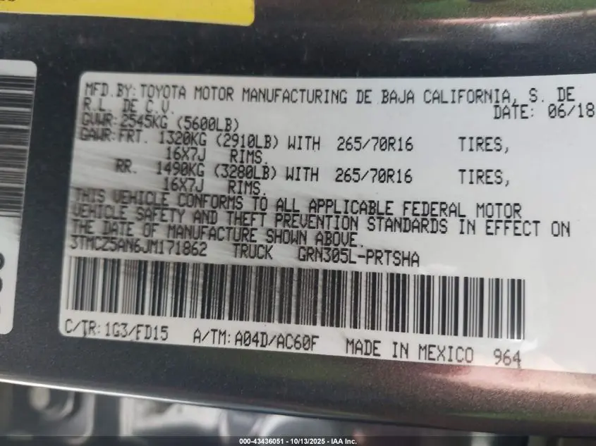 2018 TOYOTA TACOMA TRD OFF ROAD