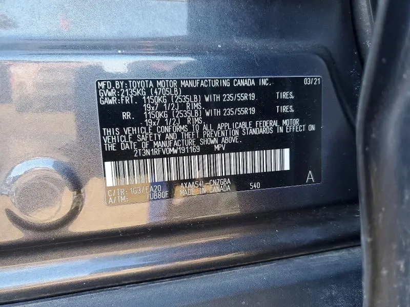 2021 TOYOTA RAV4 LIMITED  