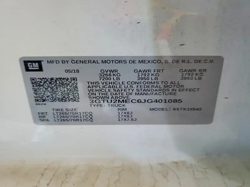 2018 GMC SIERRA K1500 SLE  