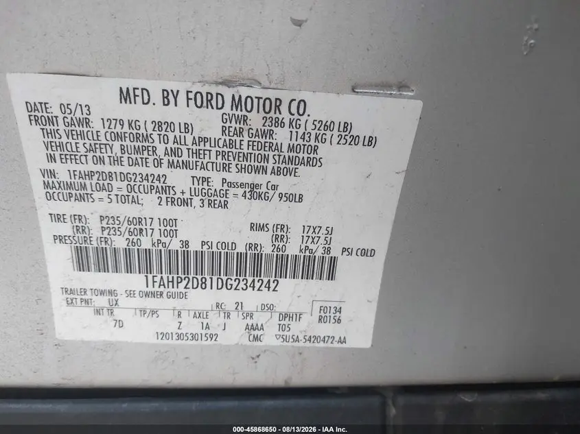 2013 FORD TAURUS SE