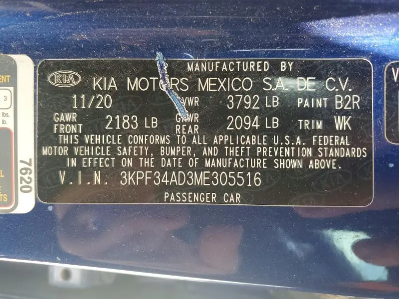 2021 KIA FORTE GT LINE  