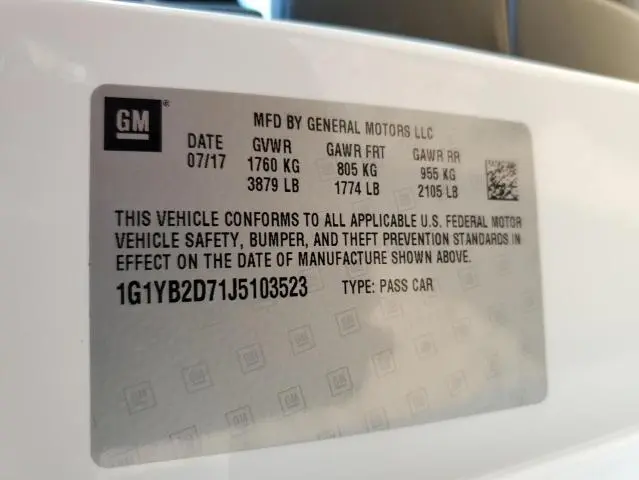 2018 CHEVROLET CORVETTE STINGRAY 1LT  