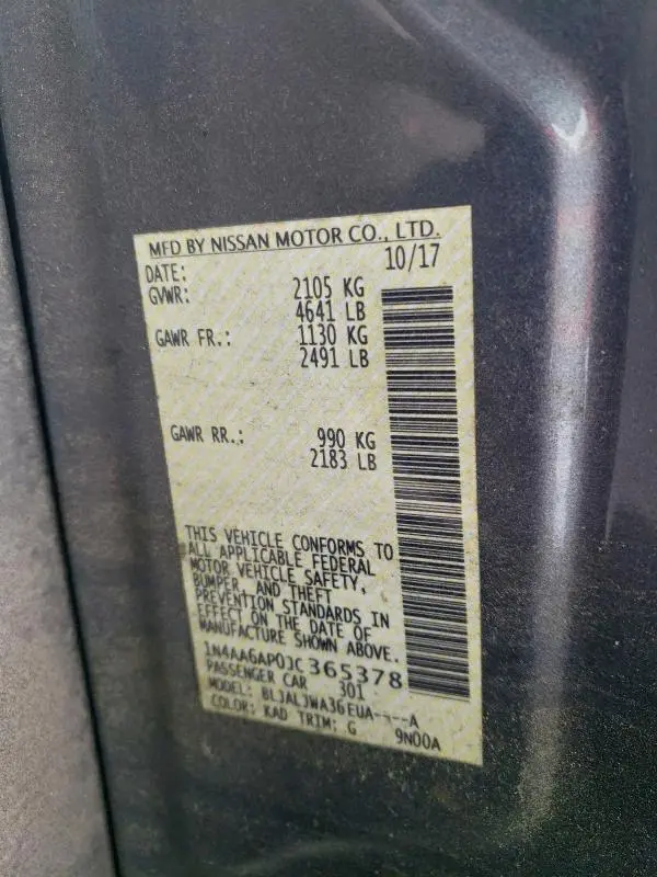 2018 NISSAN MAXIMA 3.5 SV  