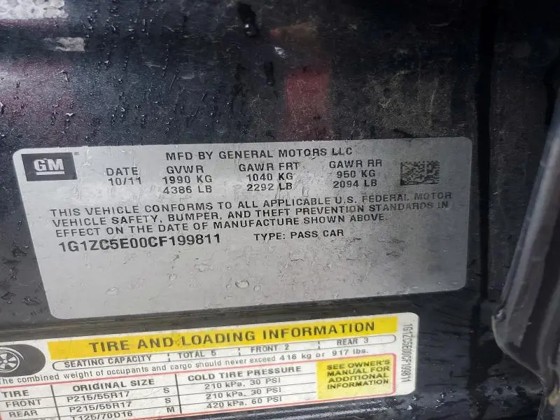 2012 CHEVROLET MALIBU 1LT  