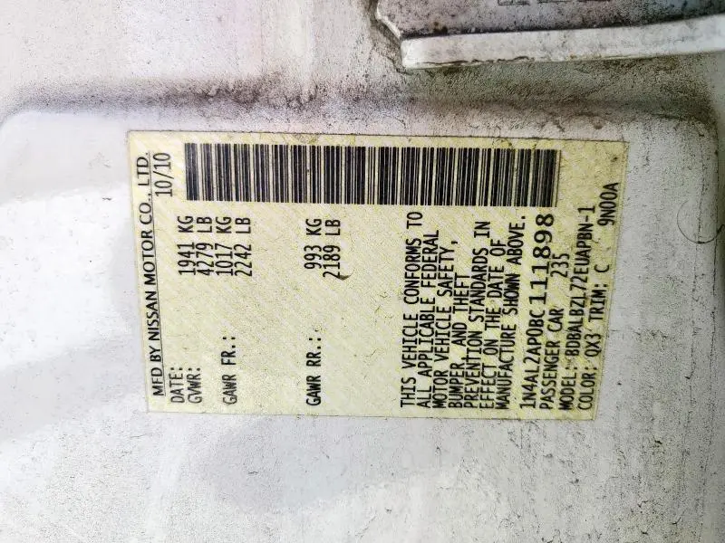 2011 NISSAN ALTIMA BASE  