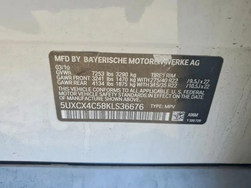 2019 BMW X7 XDRIVE50I  