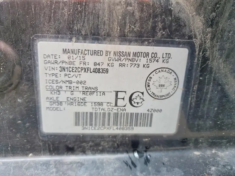 2015 NISSAN VERSA NOTE S  