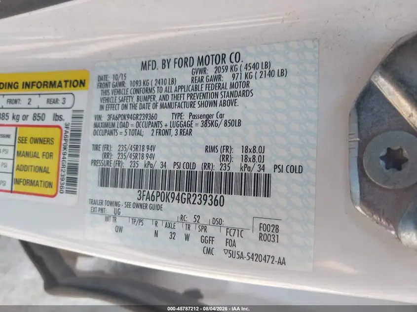 2016 FORD FUSION TITANIUM