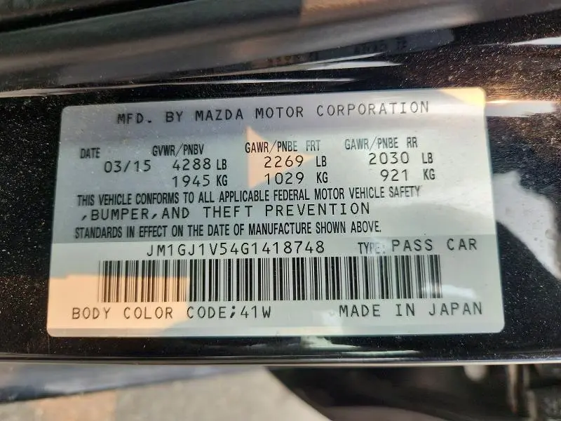 2016 MAZDA 6 TOURING  