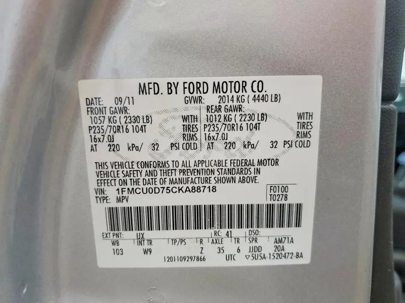 2012 FORD ESCAPE XLT  