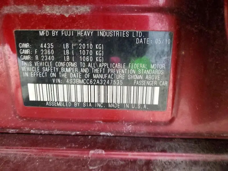 2010 SUBARU LEGACY 2.5I PREMIUM  