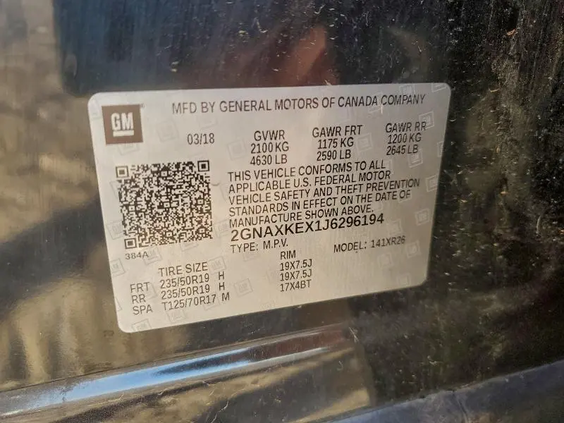 2018 CHEVROLET EQUINOX LT  