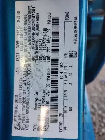 2012 FORD FIESTA SES  