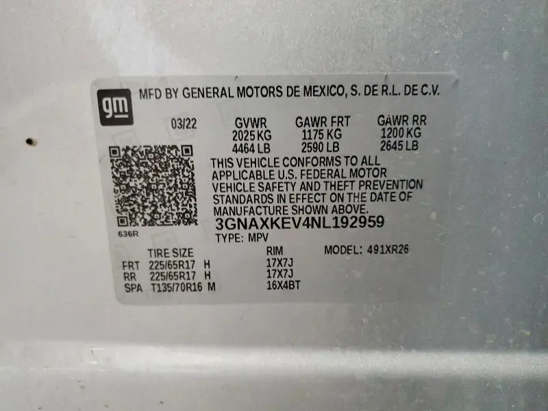 2022 CHEVROLET EQUINOX LT  