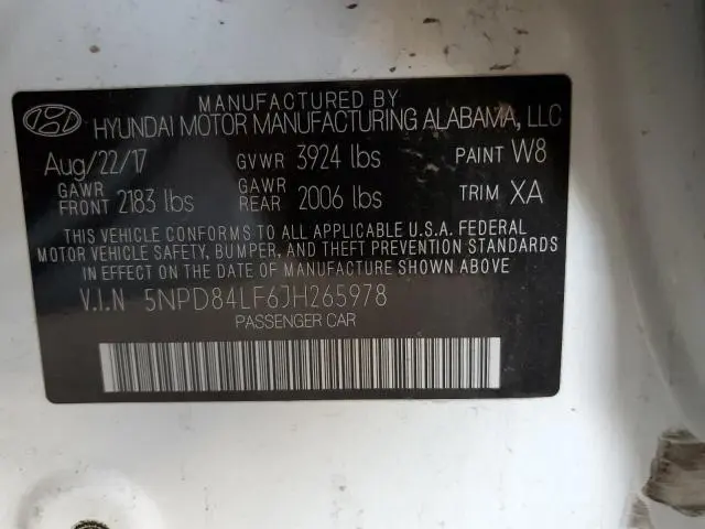 2018 HYUNDAI ELANTRA SEL  