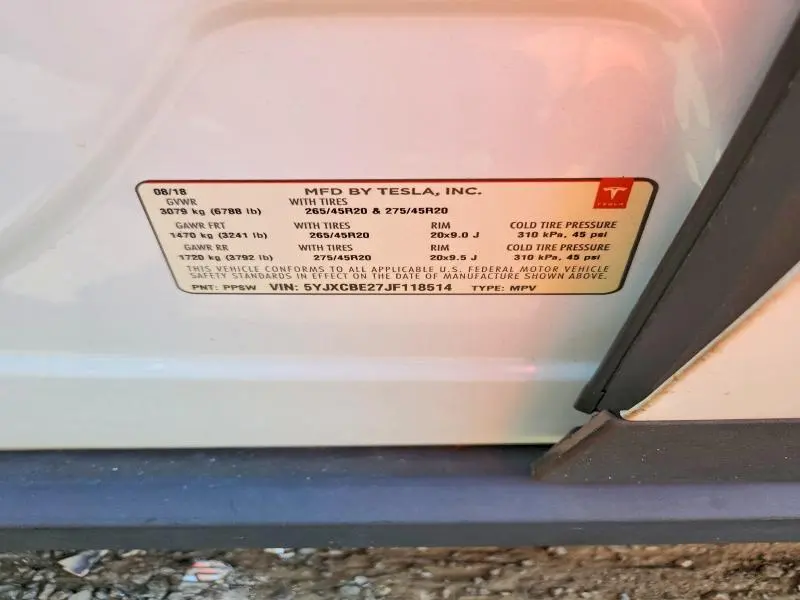 2018 TESLA MODEL X   