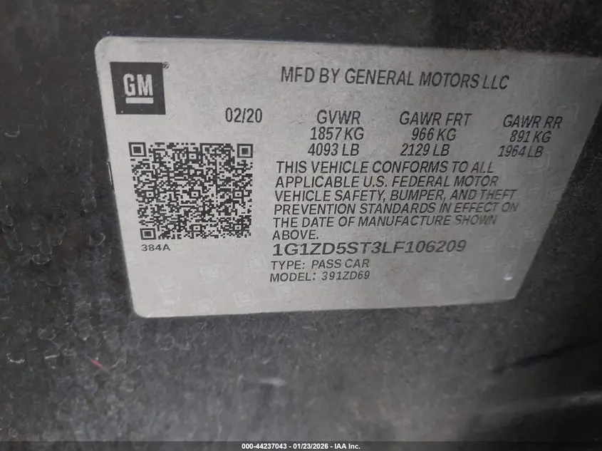 2020 CHEVROLET MALIBU FWD LT