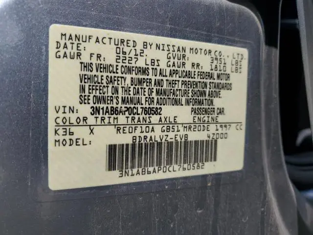 2012 NISSAN SENTRA 2.0