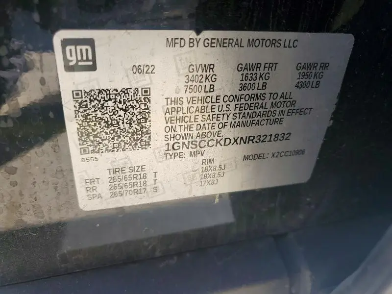 2022 CHEVROLET SUBURBAN C1500 LT  