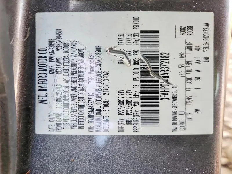 2010 FORD FUSION SEL  