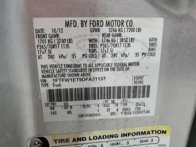 2013 FORD F150 SUPERCREW  