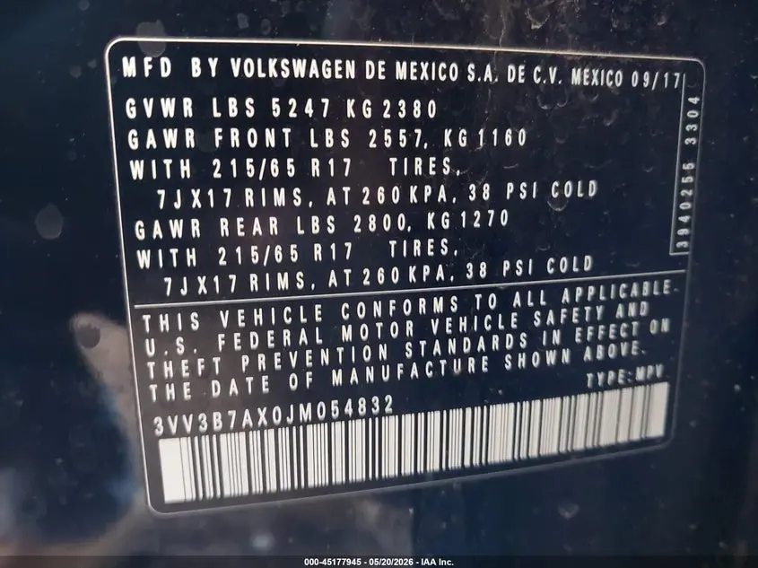 2018 VOLKSWAGEN TIGUAN 2.0T SE/2.0T SEL