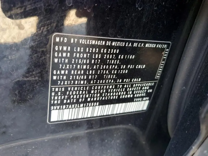 2020 VOLKSWAGEN TIGUAN S  