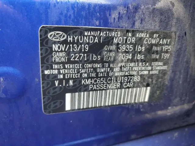 2020 HYUNDAI IONIQ BLUE  