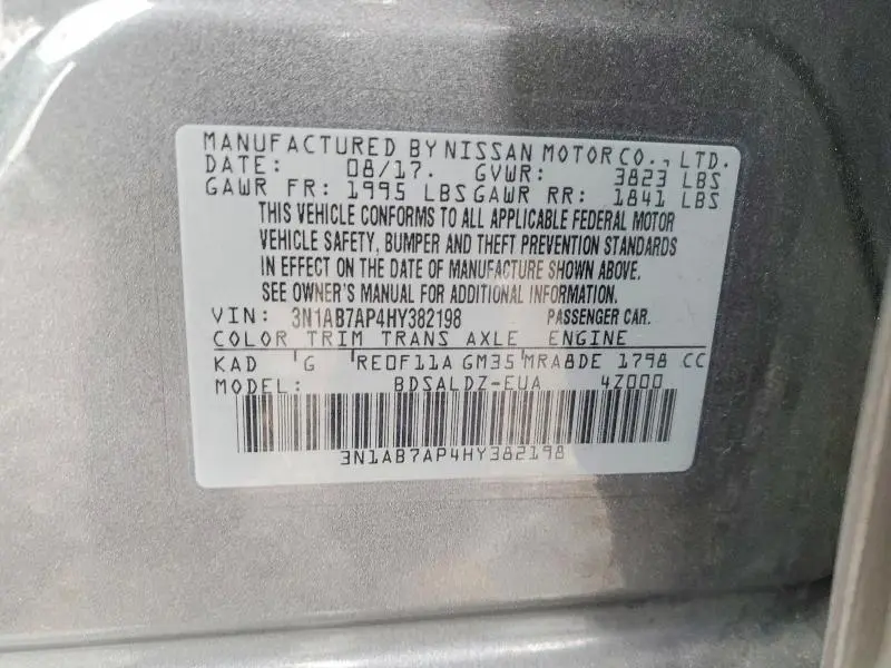 2017 NISSAN SENTRA SV  