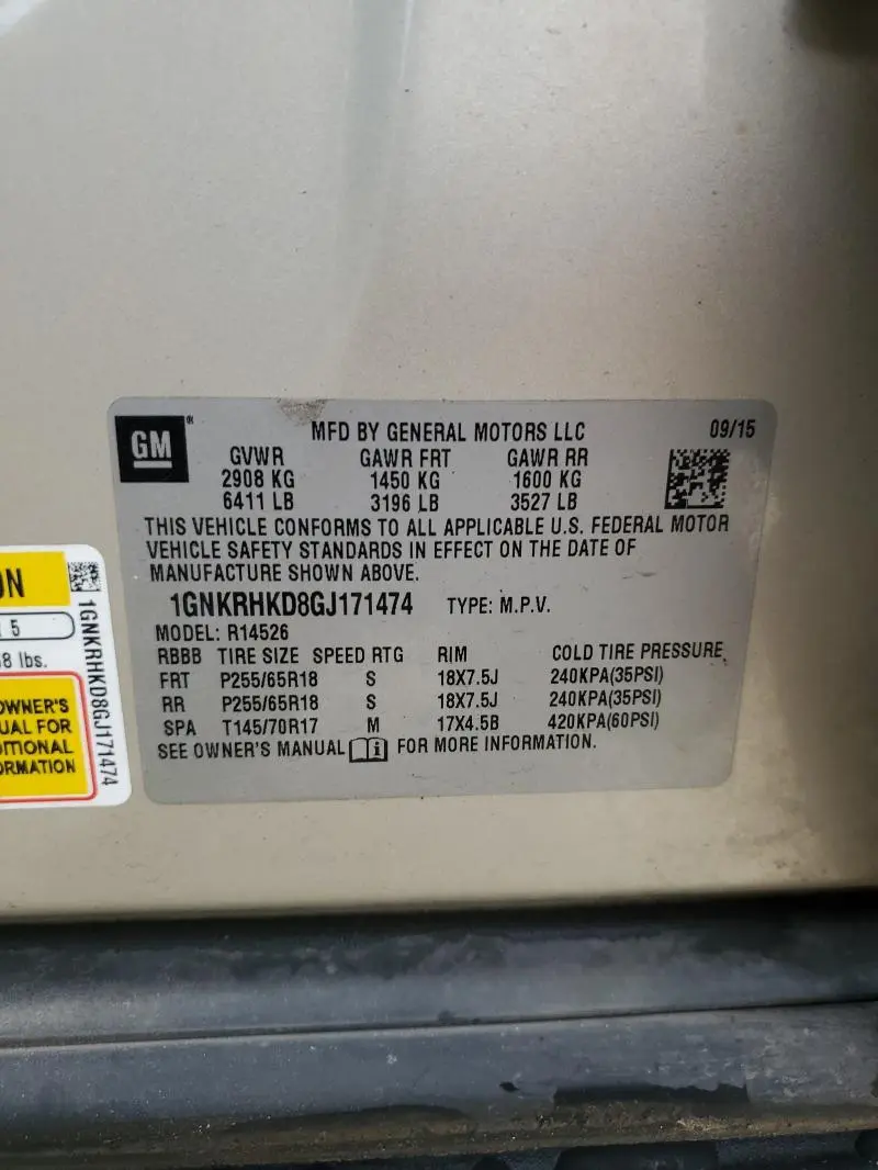 2016 CHEVROLET TRAVERSE LT  