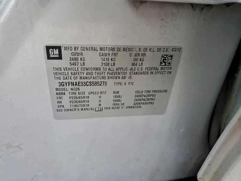 2012 CADILLAC SRX LUXURY COLLECTION  