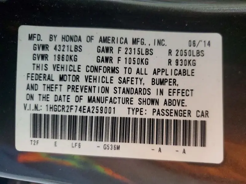 2014 HONDA ACCORD EX  